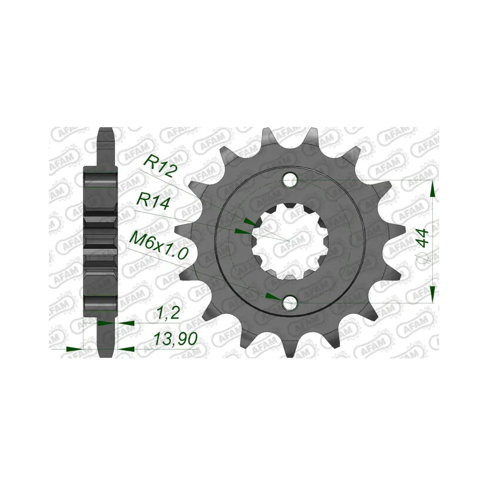 656327-afam-front-sprocket-20606-16-2.webp Преден зъбак 16 Зъба/ 525 Honda XRV750 Africa Twin 90-00 - Image 1