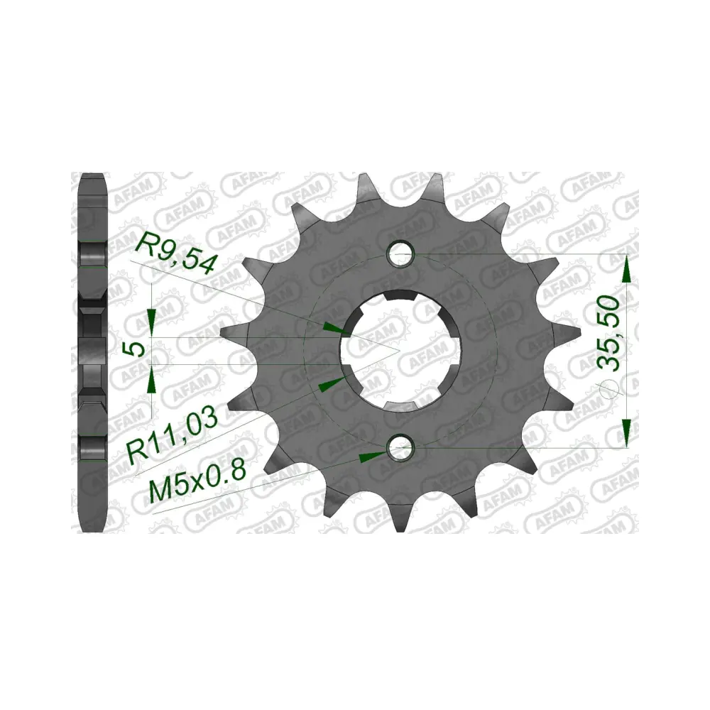 656343-afam-front-sprocket-21305-14-2.webp Преден зъбак 14 Зъба/ 428 Yamaha TW125 99-06, TW200 89-94 - Image 1
