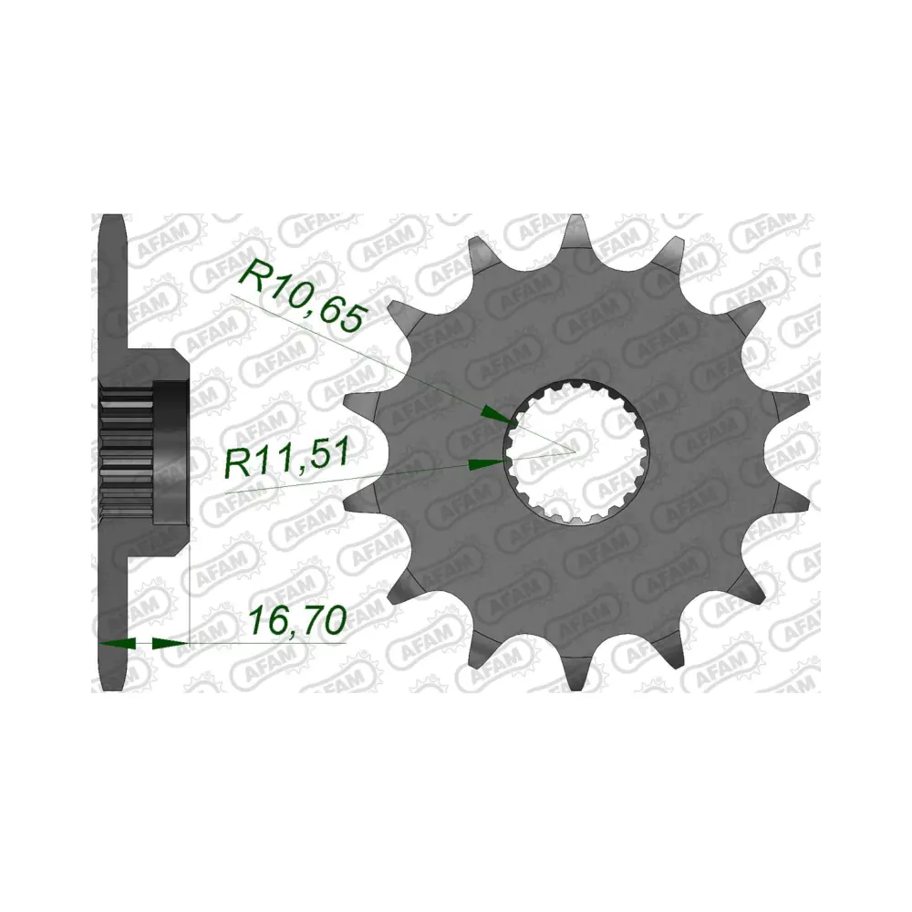 656352-afam-front-sprocket-21506-16-2.webp Преден зъбак 16 Зъба/ 520 Yamaha XJ600N 91-03, XJ600S 92-03 - Image 1
