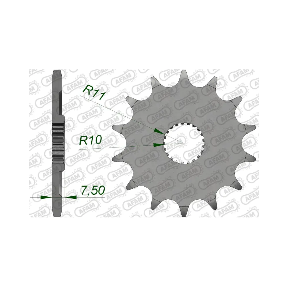 656382-afam-front-sprocket-20210-14-2.webp Преден зъбак 14 Зъба/ 520 Honda CR125R 04-07, CRF250R 04-17, CRF250X 04-18 - Image 1