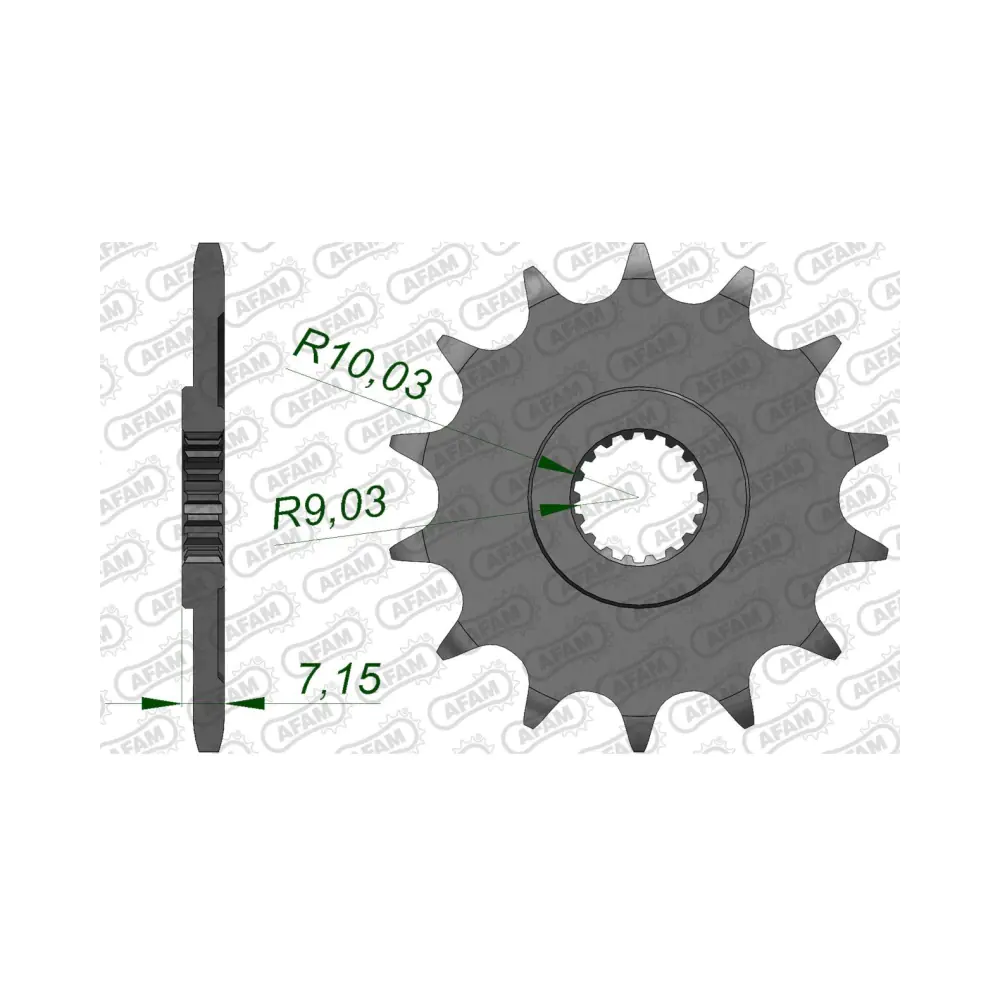 656391-afam-front-sprocket-22203-14-2.webp Преден зъбак 14 Зъба/ 520 Suzuki RM125 87-11, RM-Z250 07-12 - Image 1