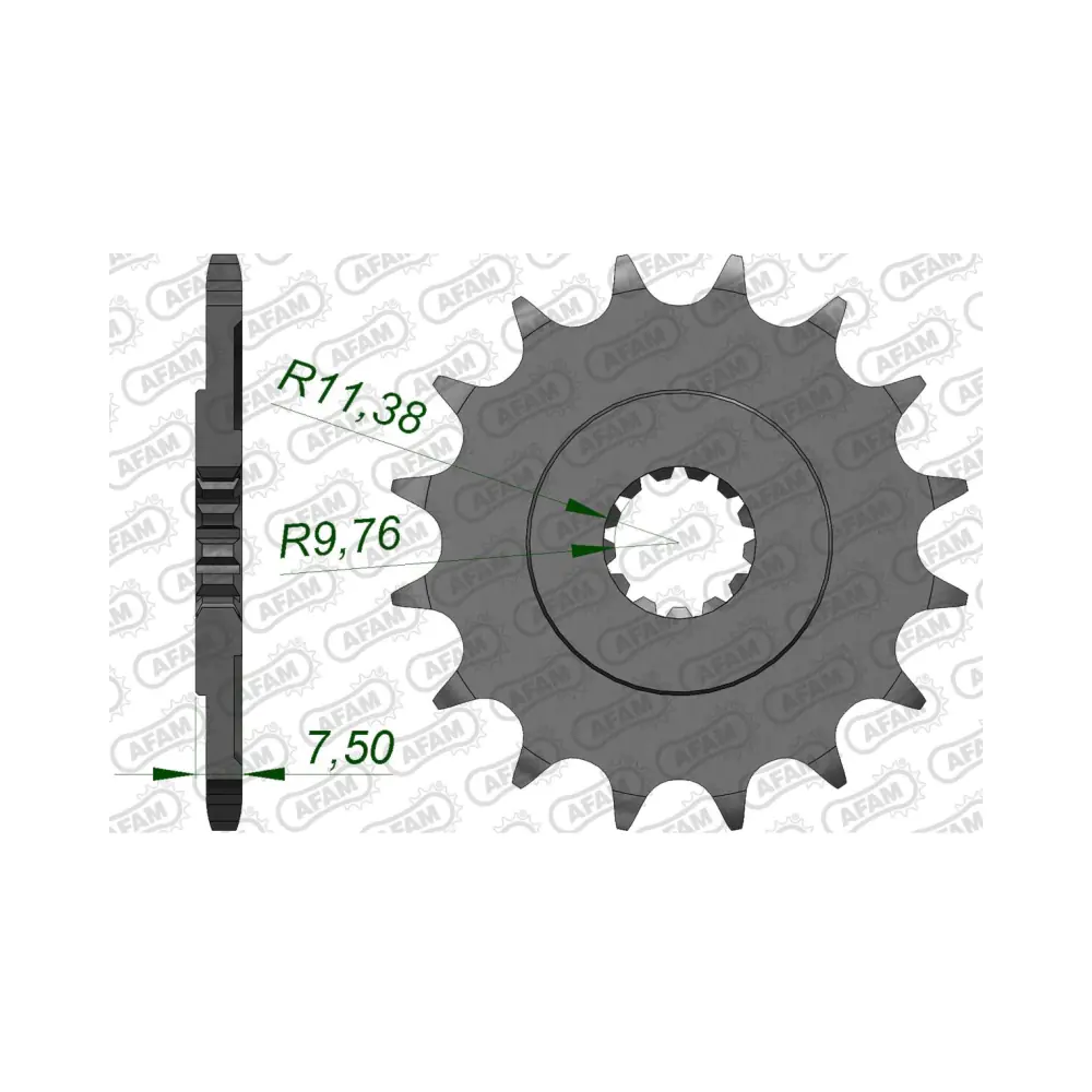 656398-afam-front-sprocket-22401-15-2.webp Преден зъбак 15 Зъба/ 520 Suzuki VL250 Intruder 00-07, GZ250 Marauder 02-08 - Image 1