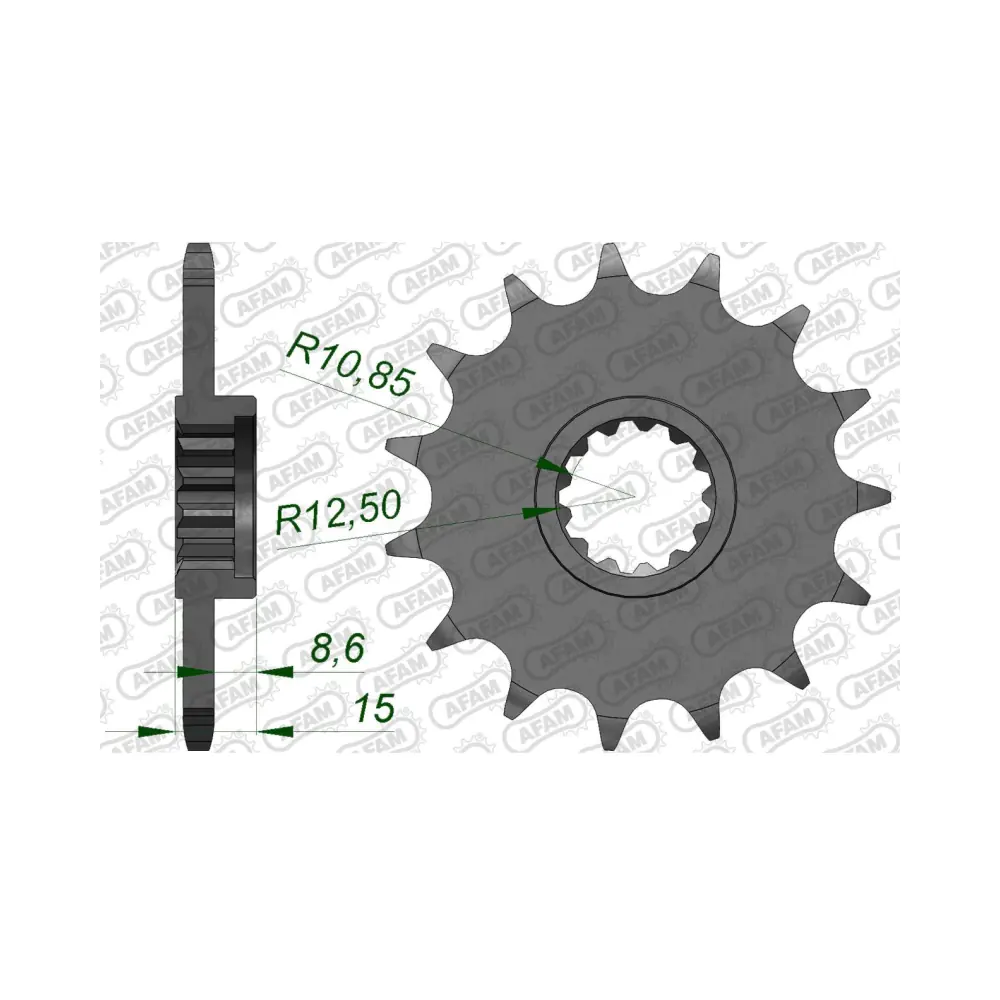 656418-afam-front-sprocket-24510-15-2.webp Преден зъбак 15 Зъба/ 520 Kawasaki Ninja ZX6R 03-06, ZX6RR 03-07 - Image 1
