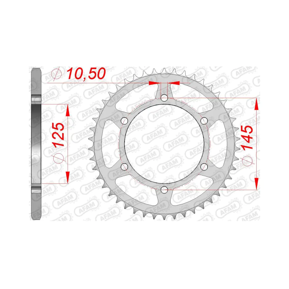 656546-afam-rear-steel-sprocket-12305-45-2.webp Заден Стоманен Зъбак 45 Зъба/ 520 Yamaha MT03 06-13, XT660R/X 04-16, XT660Z Tenere 08-16 - Image 1