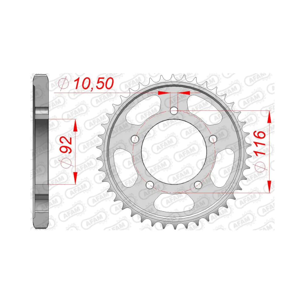 656634-afam-rear-steel-sprocket-16900-42-2.webp Заден Стоманен Зъбак 42 Зъба/ 530 Kawasaki ZZR1400 06-20 - Image 1