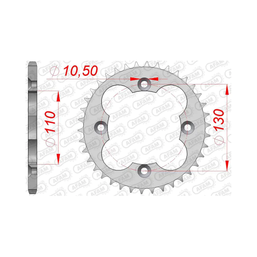 656727-afam-rear-steel-sprocket-10318-38-2.webp Заден Стоманен Зъбак 38 Зъба/ 520 Honda TRX450R 04-14, TRX400 99-15, TRX300EX 93-08 - Image 1