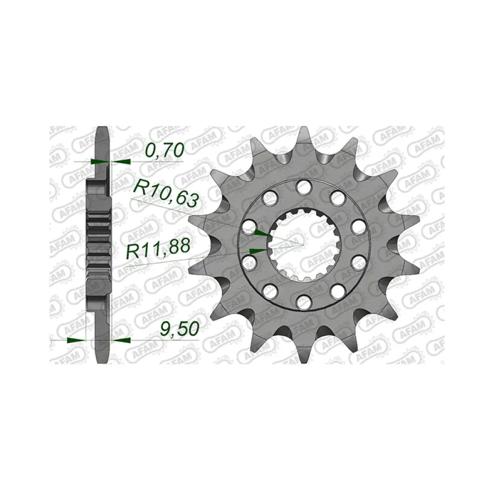 663774-afam-front-sprocket-20311-light-2.webp Преден зъбак 13 Зъба/ 520 олекотен Honda CR250R 88-07, CRF450R 02-25, CRF450X 05-18 - Image 1