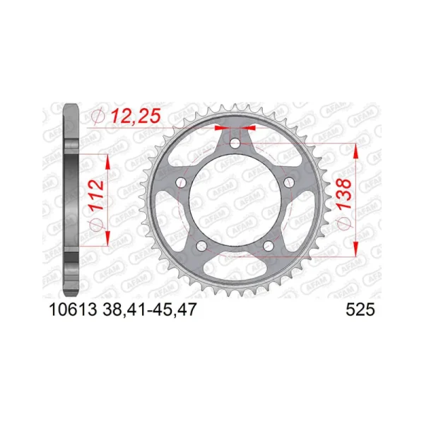 Заден Стоманен Зъбак 47 Зъба/ 525 Honda CB650FA 14-19, CBF600S/N 04-13, CBR650R 19-23, VT750DC 00-09