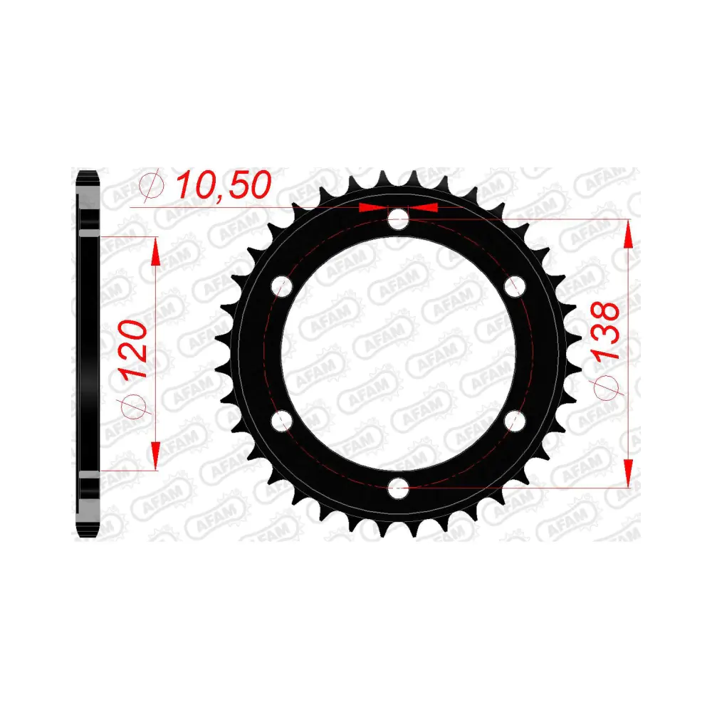 682073-afam-rear-steel-sprocket-10337-36-2.webp Заден Стоманен Зъбак 36 Зъба/ 520 Honda CB300FA 15-19, CBR300RA 14-17 - Image 1