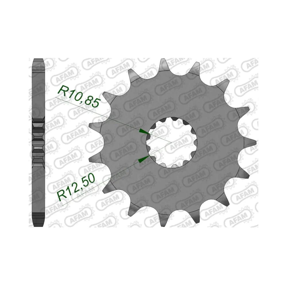 695698-afam-front-sprocket-28401OEM-15-2.webp Преден зъбак 15 Зъба/ 525 Kawasaki ZX10 04-10; Suzuki DL650/1000/1050 V-Strom, GSR600/750, GSX - Image 1