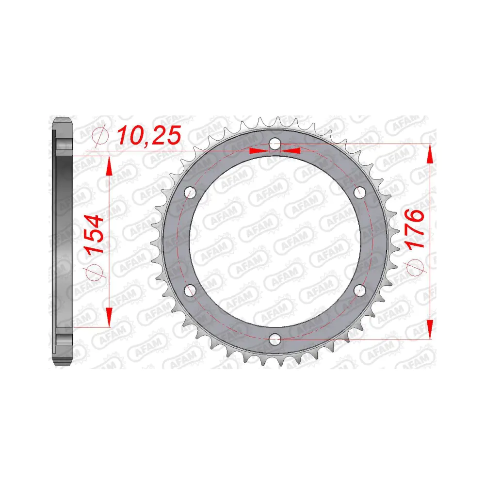 698073-afam-rear-steel-sprocket-10628-44-2.webp Заден Стоманен Зъбак 44 Зъба/ 525 Honda CB1000RA 18-21, CB1000R 22-24 - Image 1