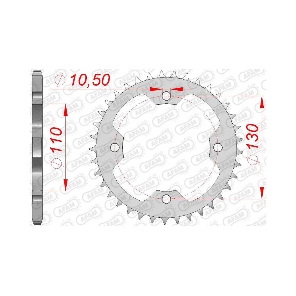 698077-afam-rear-steel-sprocket-16406-38-2.webp Заден Стоманен Зъбак 38 Зъба/ 520 Kawasaki KFX450R 08-14 - Image 1