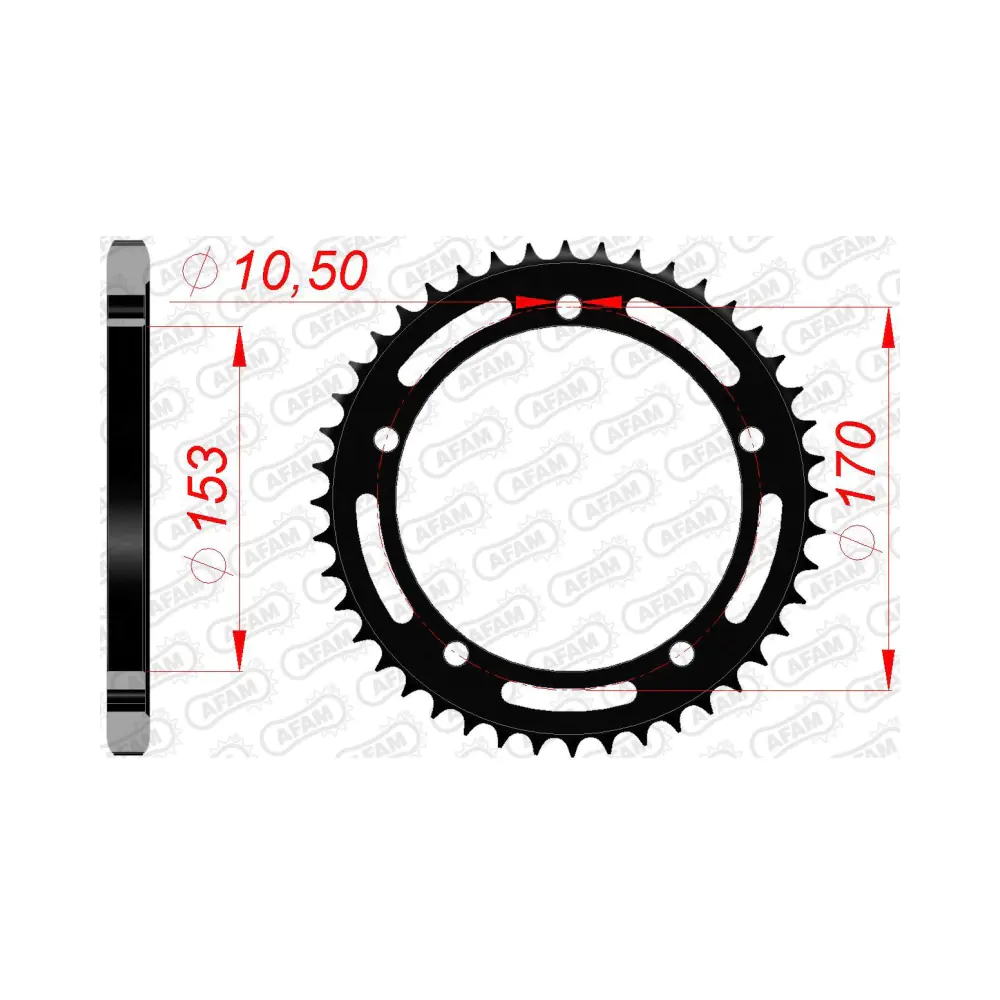 698079-afam-rear-steel-sprocket-16804-44-2.webp Заден Стоманен Зъбак 44 Зъба/ 525 Kawasaki H21000SX/SE 18-20, Ninja H21000 15-20, Ninja H21000SX/SE 22-25 - Image 1