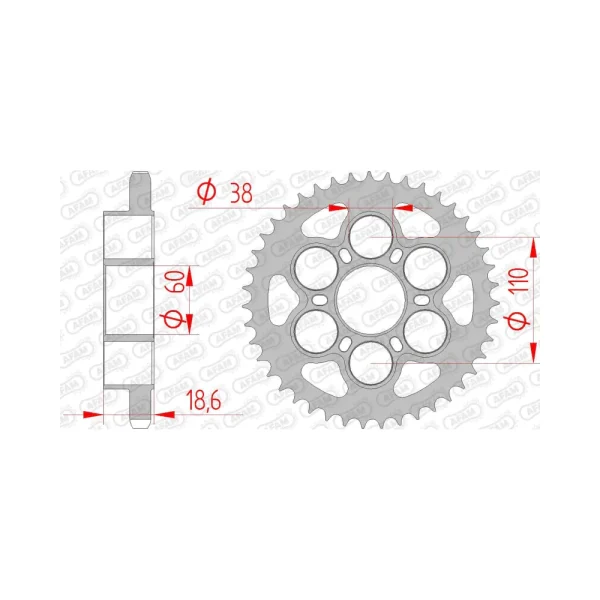 Заден стоманен зъбак 525 Ducati 1198 09-11, 1098/1098S 07-08, 1098R 08-09