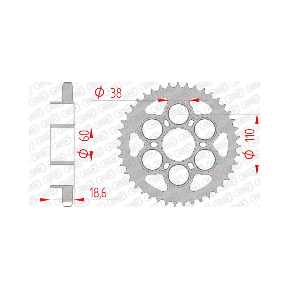 698081-afam-rear-steel-sprocket-50801-2.webp Заден стоманен зъбак 525 Ducati 1198 09-11, 1098/1098S 07-08, 1098R 08-09 - Image 1