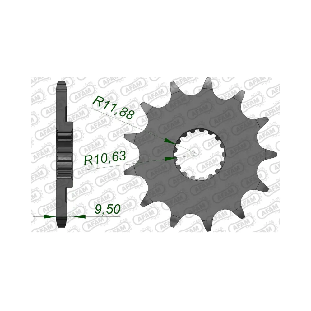 708752-afam-front-sprocket-22406-13-2.webp Преден зъбак 13 Зъба/ 520 Suzuki RM-X450Z 10-17, RM-Z450 05-14 - Image 1