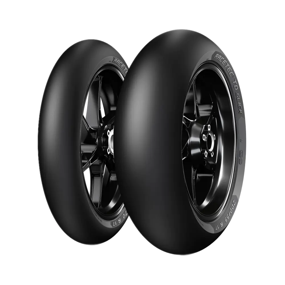 metzeler-racetec-td-slick-rear-tires-set-1-2.webp Комплект гуми Metzeler Racetec TD Slick | Предна гума Racetec TD Slick 120/70 R 17 NHS TL F | Задна гума Racetec TD Slick 180/60 R 17 NHS TL R - Image 1