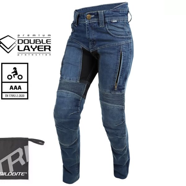 Дамски мото дънки TRILOBITE PARADO DOUBLELAYER SLIM FIT BLUE LEVEL 2