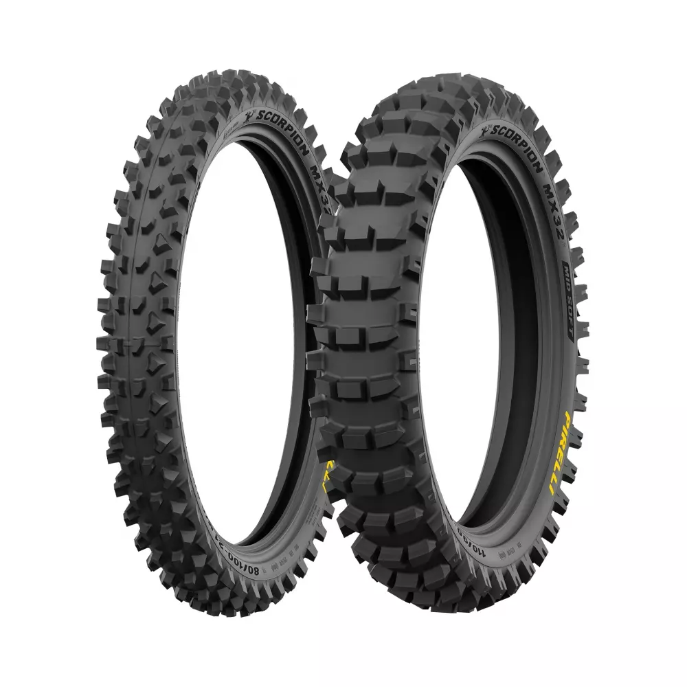 pirelli-scorpion-mx32-mid-soft-tire-set-7-2.webp Комплект гуми Pirelli Scorpion MX32 Mid Soft | Предна гума Scorpion MX32 Mid Soft 70/100-19 NHS 42M(32) | Задна гума Scorpion MX32 Mid Soft 120/80-19 NHS 63M - Image 1